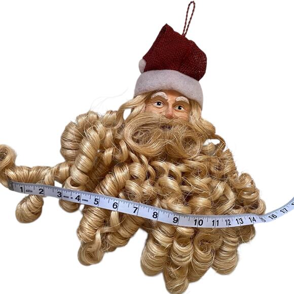 Vintage Folk Art Paper Mache Santa Head Curly Beard Door/Wall Hanging Christmas - Picture 9 of 10